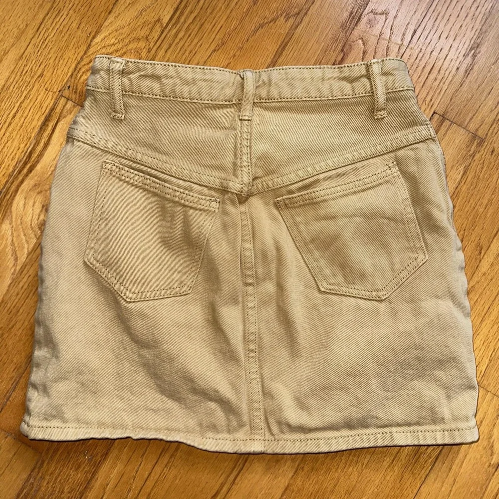 J. Galt Skirt Womens Small Khaki Button Fly Denim Mini 5-Pocket High Waist‎
